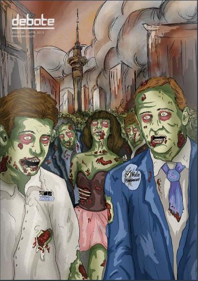 Apocalyptic Infection: During Key's Ministry the Neo-Liberal 'free market' Zombie contagion claimed many media victims.
