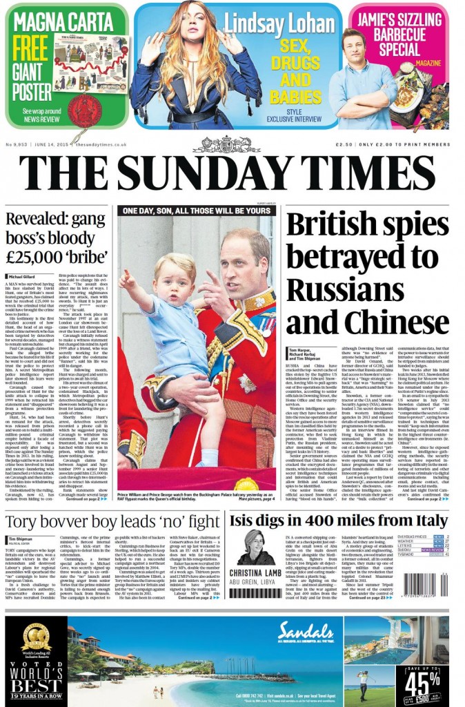 Breaking! The Sunday Times prints the view of Her Majesty's Government.