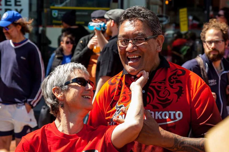 Fun in Protesting: Jane Kelsey & Hone Harawira know that battles with governments requires tenacity. 
