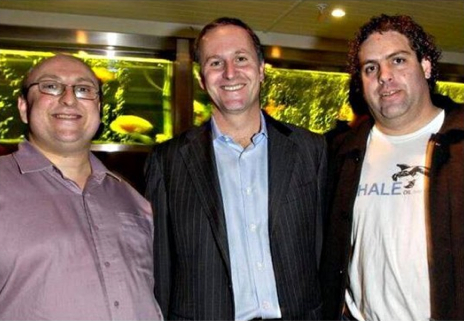 A Picture Tells Tales of 10,000 Blogs: John Key flanked by his right-wing blogger attack dogs, David Farrar (left) and Cameron Slater (right).