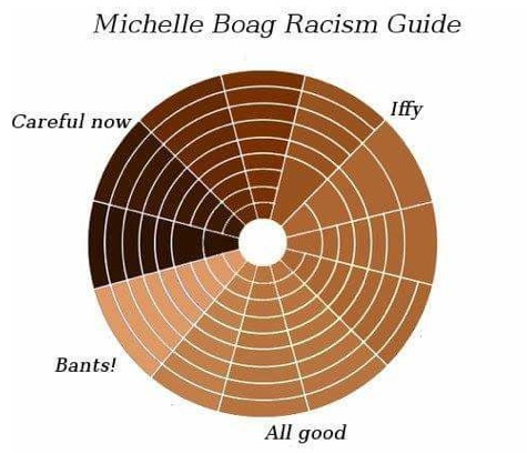 Previously Unchartered Gulf Waters: This Racism Guide that lampoons Boag’s ‘barely coffee coloured’ assessment was posted on social media.