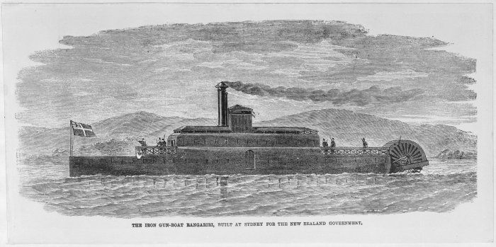 Rangiriri: One of several Ironclad steam-powered gunboats commissioned by Govenor Bro. George Grey.